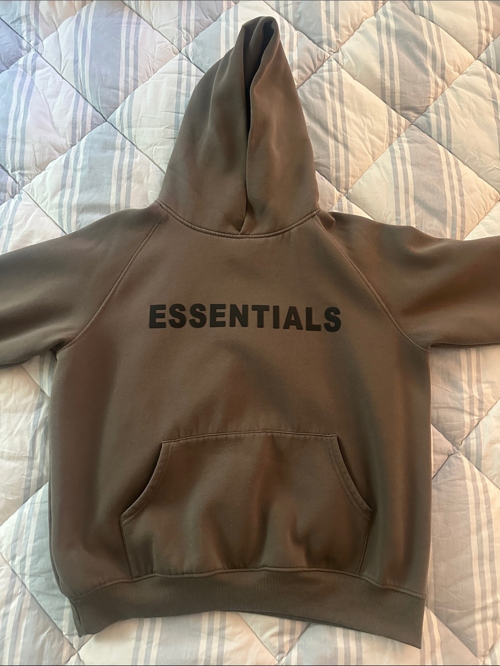 ESSENTIALS Brown Hoodie with Black Logo